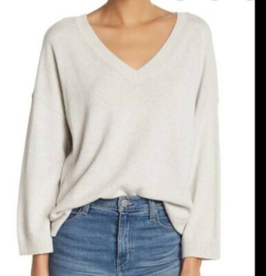 Madewell Double-V Pullover Heather Elm Size XL Long Sleeve Sweater Soft/Cozy NWT-image