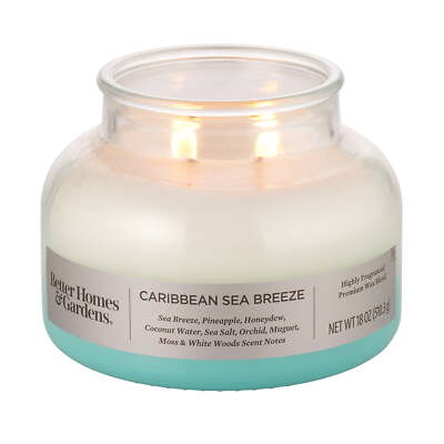 Better Homes & Gardens Caribbean Sea Breeze Scented 2-Wick 18oz Ombre Jar Candle-image