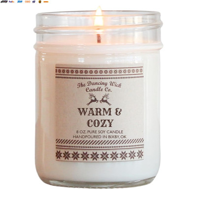 Warm & Cozy Soy Candle - Vanilla, Butterscotch, Cinnamon, Nutmeg, Cloves, Cedar,-image