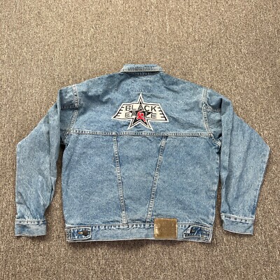 Vintage Pepe Black Eagle Jean Jacket Mens Medium Blue Denim 80s Fighting Movie-image