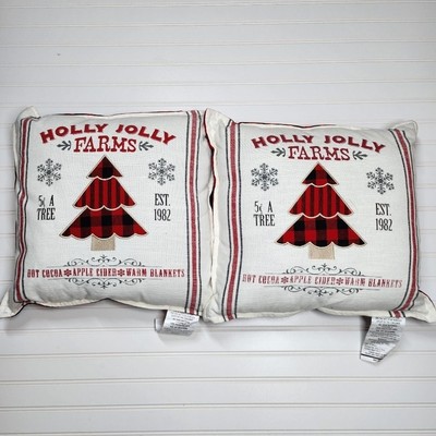 Mainstays | Set of Two Holly Jolly Tree Farms Buffalo Check Decorative Pillows-image