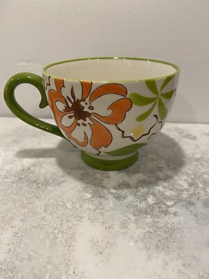 Dutch Wax Coastline Imports Handpainted Embossed Floral Design Coffee Mug-image