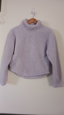 All In Motion Women's Long Sleeve Cozy Cowl Neck Sweatshirt Lavender SM Pockets -image