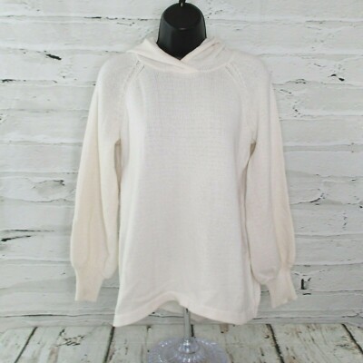 AnyBody Womens Size XS Cozy Knit Pullover Hoodie Sweater Super Soft Cream-image