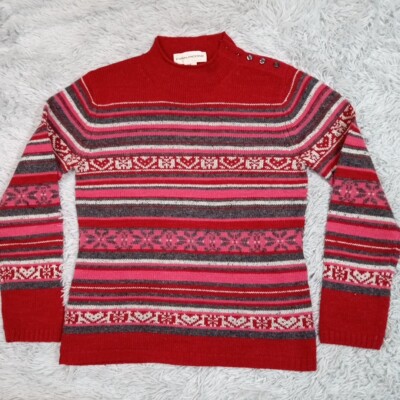 Vintage Evan Picone Sweater Womens S Red Wool Blend Cozy Comfort Fair Isle-image