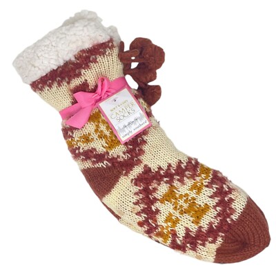 NWT Simply Southern Soft Cozy Anti-Slip Camper Socks Aztec Red Tassels OSFM-image