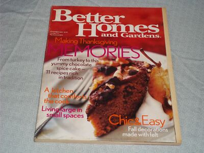 2002 NOVEMBER BETTER HOMES & GARDENS MAGAZINE - THANKSGIVING MEMORIES - H 4084-image