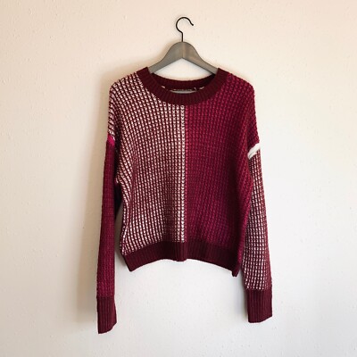 Splendid Cozy Women's Waffle Knit Sweater Red Pink Size Large NWT-image