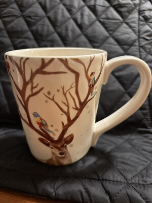 Pier One Ironstone Set Dessert Plates Coffee Mugs Alexander Design Deer Birds-image