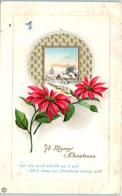 Vintage Postcard 1910s A Merry Christmas Let the Wind Whistle as It Will-image