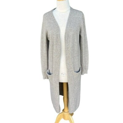 Nap Loungewear Relaxed Fit Long Cardigan Beige Open Front Pockets Cozy Warm Smll-image