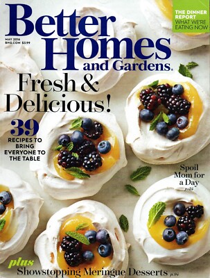 Better Homes & Gardens Magazine May 2016 Shows stopping Meringue Desserts-image