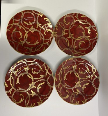 Set Of 4 Pier 1 Imports Porcelain Crimson Chic 8.5” Salad Plates Indonesia-image