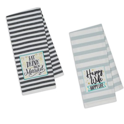 DII Design Imports Bundle Set of 2 Kitchen Towels Wedding Themed Gift-Happy L...-image