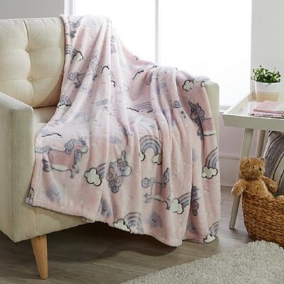 Warm & Cozy Glow in the Dark Plush Throw New Rainbows & Unicorns-image