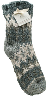 Lime Cozy Knit Faux Fur Lined Slippers Socks One Size Flannel New! NWT-image