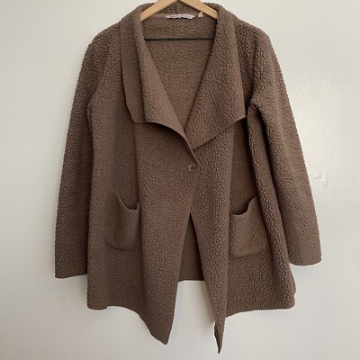 Hugs from Soft Surroundings Sherpa Hug Me Cardigan Size Small Brown-image