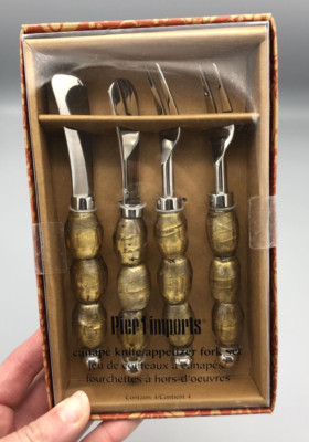 Pier 1 Imports Canape Knife Fork Set 4 Piece Set-image