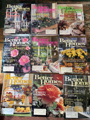Lot of 9 BETTER HOMES & GARDENS MAGAZINES ~ 1994-1995; Decor; Gardening; Cooking-image