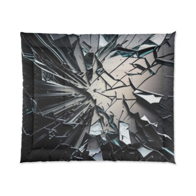 King Size Comforter Shattered Glass Broken Scary Futuristic Pattern Sleek Sharp-image
