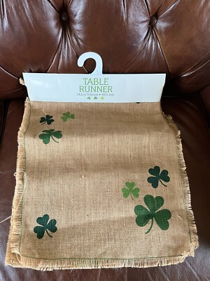 Design Imports 100% Jute w Green Shamrocks St. Patrick’s Patty’s Day Holiday Tab-image