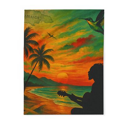 Tropical Sunset Fleece Blanket | Cozy Beach & Jungle Vibes | Jamaican Comfort-image