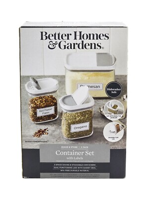 Better Homes & Gardens Storage Container Set - Clear (3 Piece) with Labels-image
