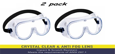 Safety Goggles Over Glasses Lab Work Eye Protective Eyewear Clear Lens  (2 pack)-image