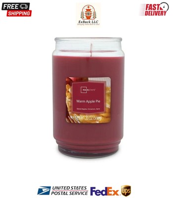 Warm Apple Pie Scented Single-Wick Large Glass Jar Candle, 20 Oz-image