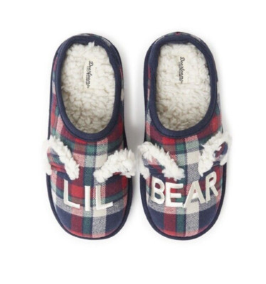 Dearfoams Cozy Comfort Kid's Lil Bear Clog Slippers Size 13/1 Plaid-image