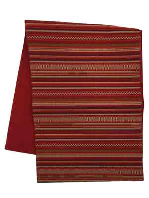 Decorative Fiesta Autumn Stripe Woven Table Runner, Red & Rust Earth Tones, 72