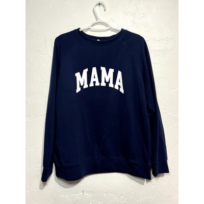 Mama navy crew neck sweater womens large comfort cozy casual cozycore cabincore-image