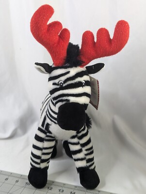 Pier 1 Imports Zippy Zebra Plush Christmas Antlers 16 Inch  Stuffed Animal Toy-image