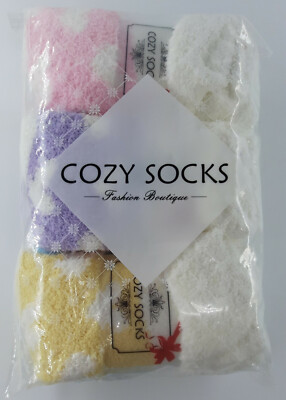 Six Pair Women's Cozy Socks Soft Fuzzy Warm Multi-Color Slipper Socks Size 4-10-image