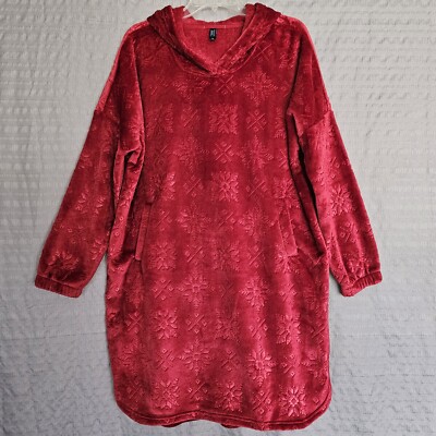 Denver Hayes Robe Women's Large Red Burgundy Soft Warm Cozy Pockets Thick Plush-image