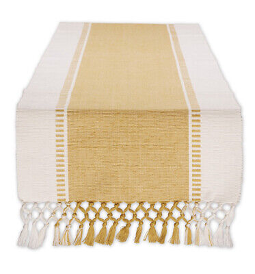 DII Striped Fringe Ribbed Table Runner 13x72