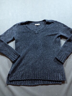 Orvis Sweater Womens Medium Blue Chenille V Neck Long Sleeve Super Soft Cozy-image