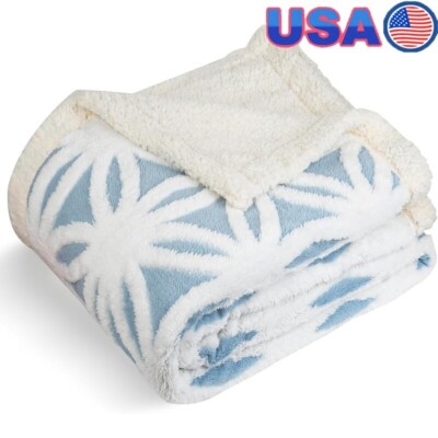 Sherpa Fleece Throw Blanket Cozy Plush Soft Warm Dual Sided Flannel Decor New US-image