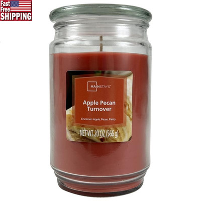 Apple Pecan Scented Single-Wick Glass Jar Candle 20oz Decor Burn 100-120 Hours-image