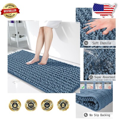 60.2 x 24 Non-Slip Chenille Bath Runner Rug - Soft, Absorbent, Cozy Comfort-image