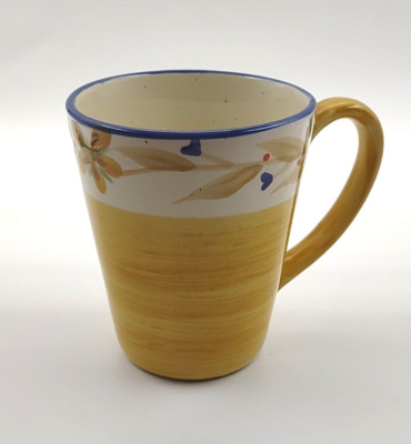 Pier 1 One MERIDA Mug Cup Coffee Tea Blue Gold Cream Floral-image