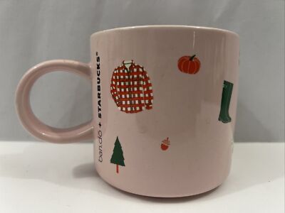 2018 Starbucks Ceramic Mug Classic Pink Cozy Sweater Weather 12oz Coffee Tea EC-image