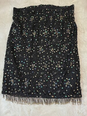 Vivienne Tam East Wind Code Size 2 Black Sequin Fringe Lace Embroidery Vtg Lg-image