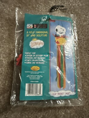 Peanuts  18 Inch Wind Sculpture Flag Vintage  Snoopy Breezies Deco Leaf Basket-image