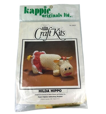 Hilda Hippo Craft Sewing Kit 1983 Sealed Better Homes Kappie Stuffed Animal VTG-image