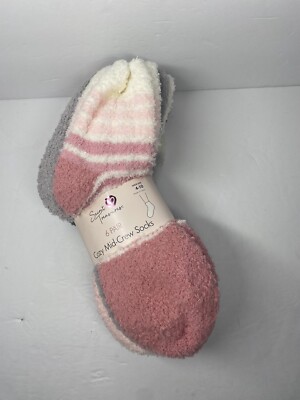 Secret Treasures 6 Pair Cozy Mid Crew Socks • Size 4-10-image