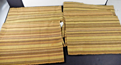 Pier 1 Imports Heavy Stripe Placemats 13x19 Green Tan Lot 6-image