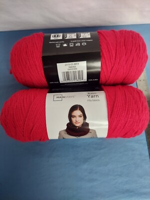 MAINSTAYS BRIGHT RED  2 Skeins Acrylic Yarn Medium Worsted 7 oz 397 yards-image