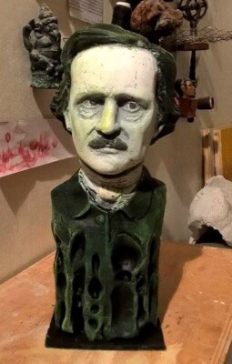 EDGAR ALLAN POE BUST Figure Statue SCULPTURE American writer suspense novelist-image