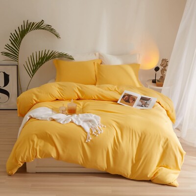 ROOMLIFE Golden Yellow 3 Pieces Boho Bedding Queen Size Soft Cozy Pre-Washed ...-image